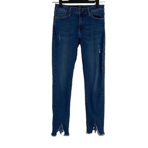 Just Black Denim Cropped Jeans Women's 27 Blue Mid Rise Distressed Frayed Hem